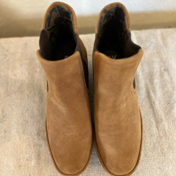 Fly London Leather Phil Camel Suede Mid Wedge Chelsea Ankle Boots Sz 7.5 -8 - Picture 2 of 13